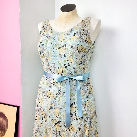 Vintage Y2K Jones New York Blue Printed Bias Cut Maxi Dress - Picture 2 of 5